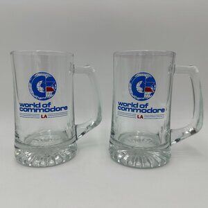2 Vintage 1989 World Of Commodore Expo Los Angeles 12 oz Beer Mugs
